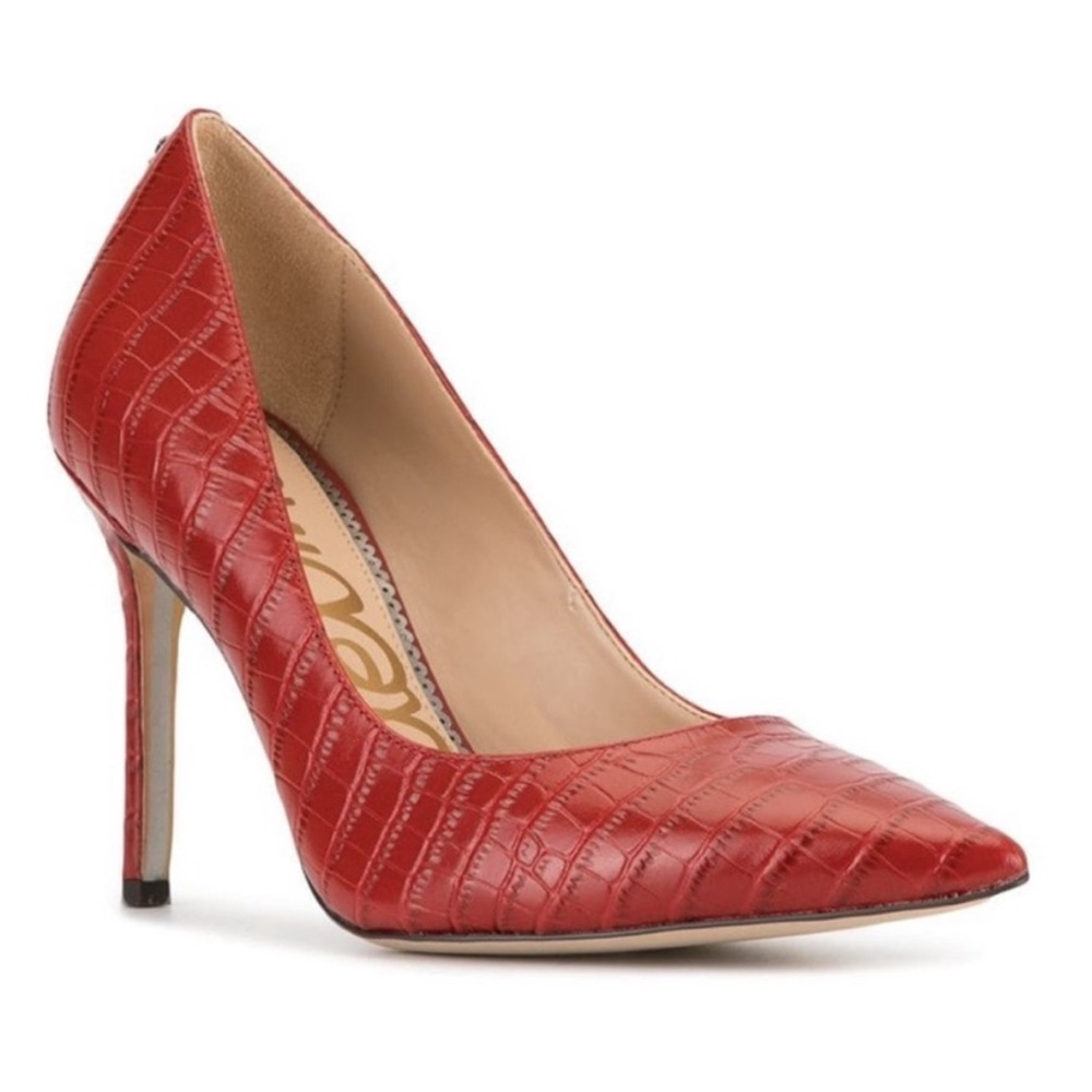 Sam Edelman Red Croc-Embossed Heels